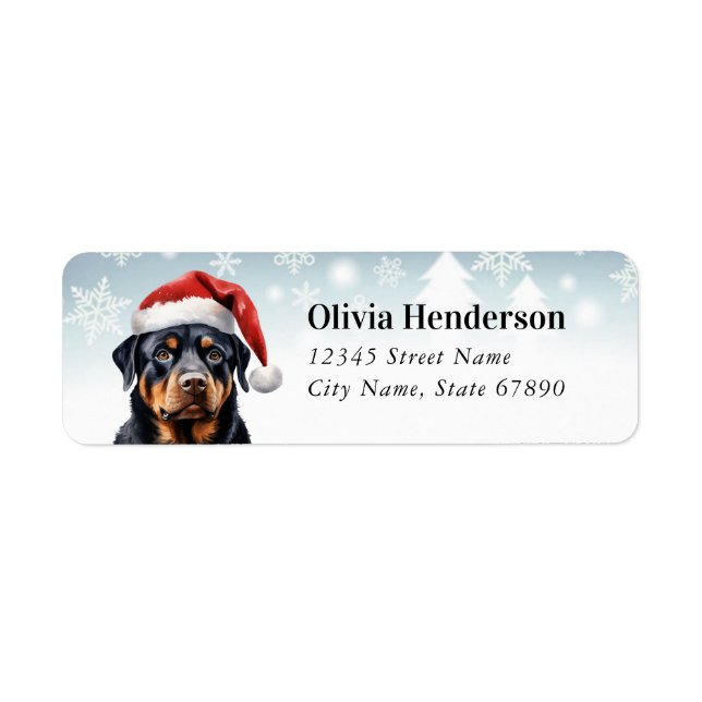 Jul Rottweiler-Returetiketter Returadress Etikett (Framsidan)