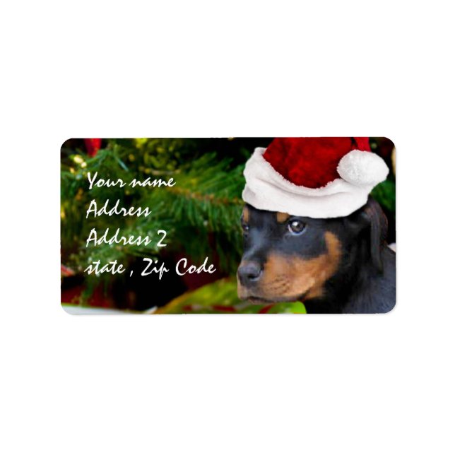 Jul Rottweiler-valp Adressetikett (Framsidan)