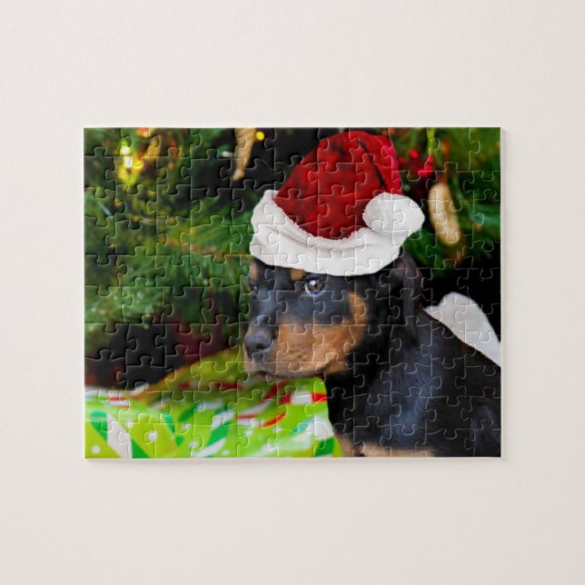 Jul Rottweiler-valp Pussel (Horisontell)