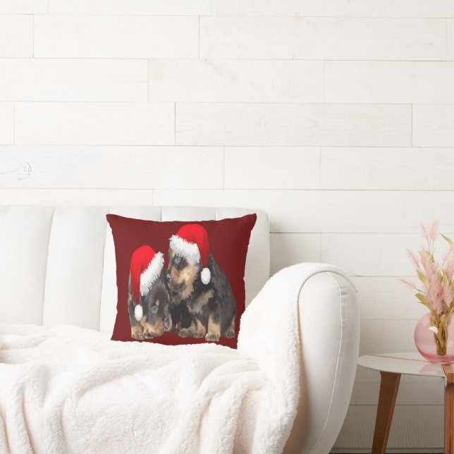 Jul Rottweilers som bär festliga höst- och vinters Kudde (Soffa)