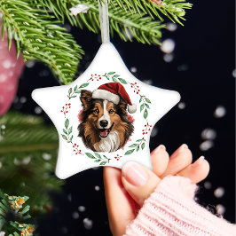 Jul Rough Collie Hund Personlig Julgransprydnad Keramik