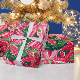Jul Ruby Rosa Poinsettia N Blad Mönster Presentpapper