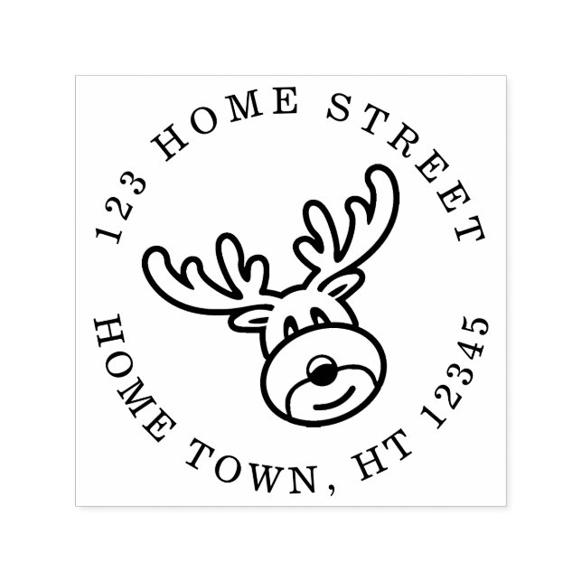 Jul Rudolf Cirkulär Returadress Självfärgande Stämpel (Design)