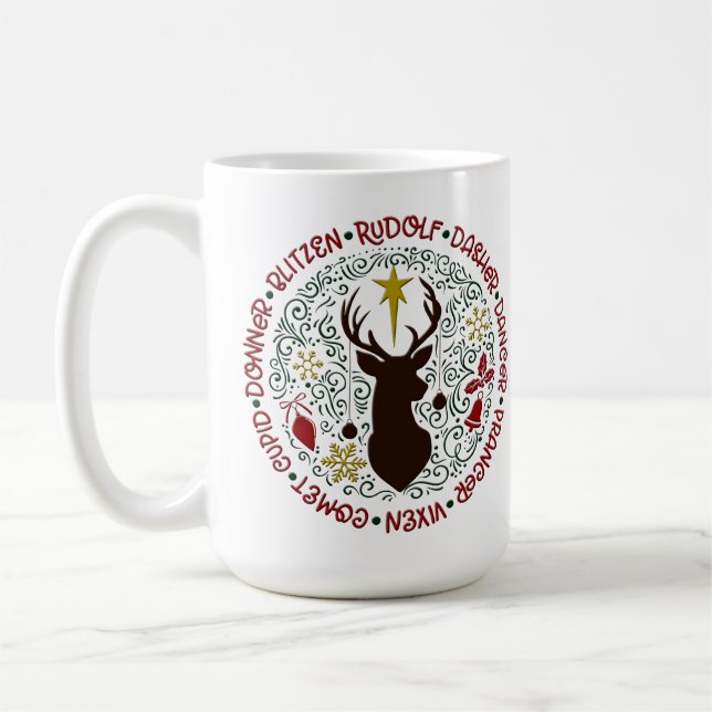 jul Rudolf Reindeer Namn Kaffemugg (Vänster)