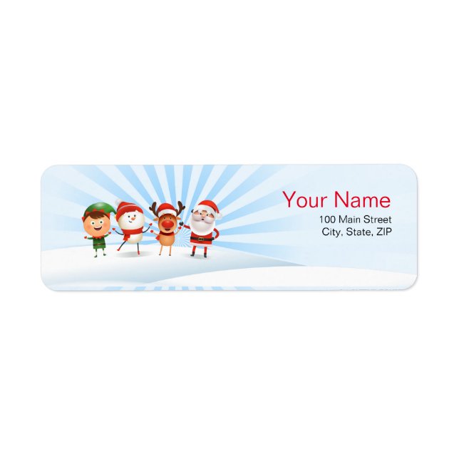 Jul Rudolf The Reindeer & Friends Returadress Etikett (Framsidan)