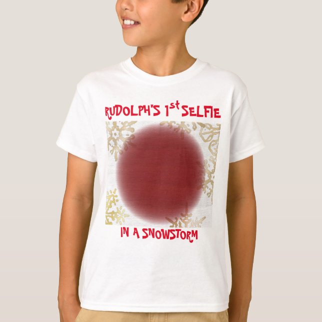 Jul Rudolf's 1st Selfie & Santa List on Back T Shirt (Framsida)