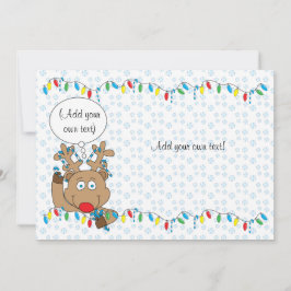 Jul Rudolph 2 sided/flat/card/& env 7"x5" Julkort