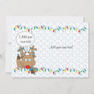 Jul Rudolph 2 sided/flat/card/& env 7"x5" Julkort