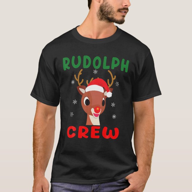 Jul Rudolph Crew Family Matching Pajamas Xma T Shirt (Framsida)
