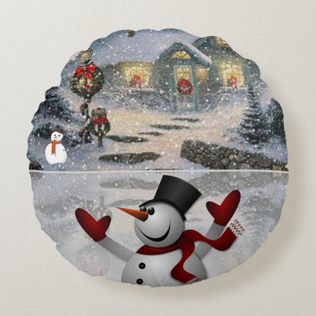 Jul Rund Kudd, Snöman Kudde (Framsidan)