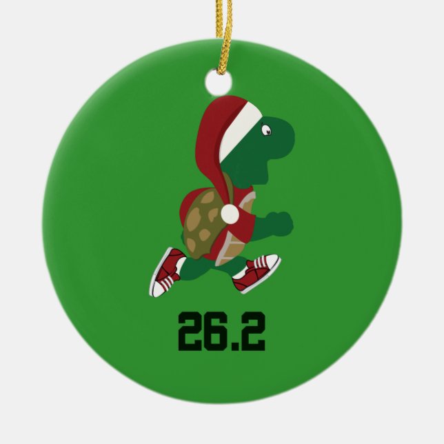 Jul Running Turtle 26.2 Julgransprydnad Keramik (Framsidan)
