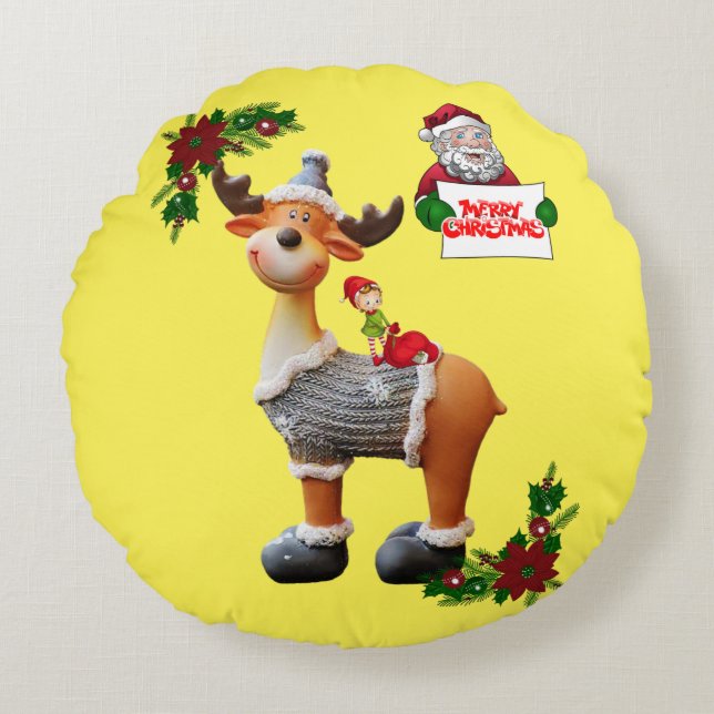 Jul runt kuddfodral, God Jul Rund Kudde (Framsidan)