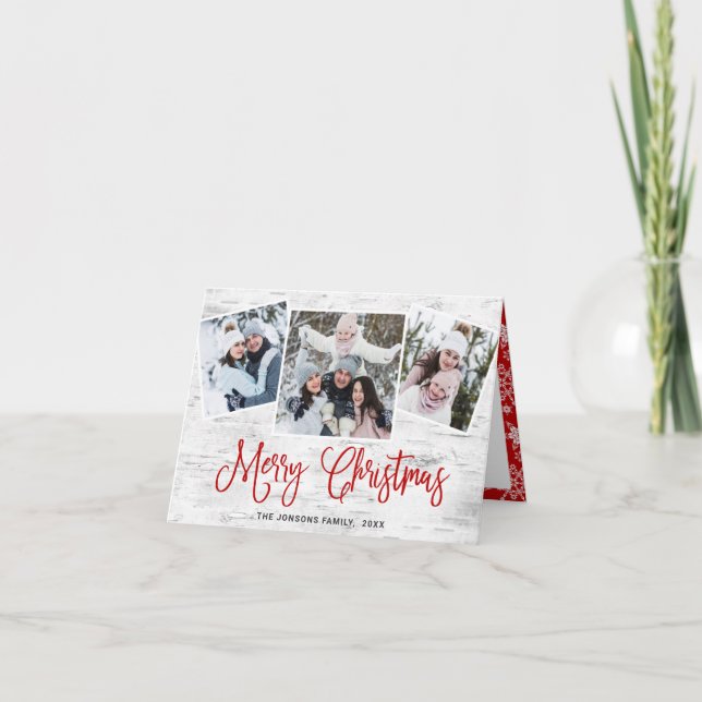 Jul Rustic Birch Bark 3 PHOTO Hälsning Helgkort (Framsida)