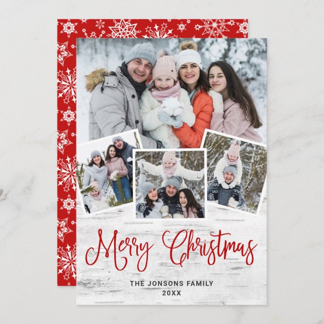 Jul Rustic Birch Bark 4 PHOTO Hälsning Julkort (Fram/baksida)