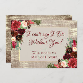 Jul Rustic Boho Burgundy Guld Brudens sida Inbjudningar