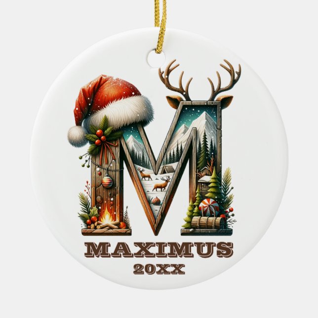 Jul Rustic Brev M Festive Woodland Charm Julgransprydnad Keramik (Framsidan)