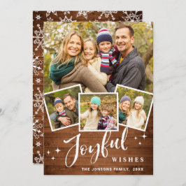 Jul Rustic Brown Boho Wood 4 PHOTO Hälsning Julkort