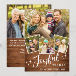 Jul Rustic Brown Boho Wood 5 PHOTO Hälsning Julkort
