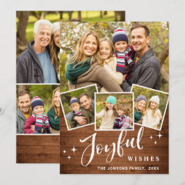 Jul Rustic Brown Boho Wood 7 PHOTO Hälsning Julkort