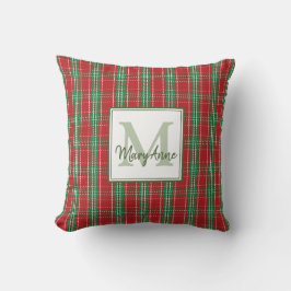 Jul - Rustic Monogram Red Helgdag Play Kudde