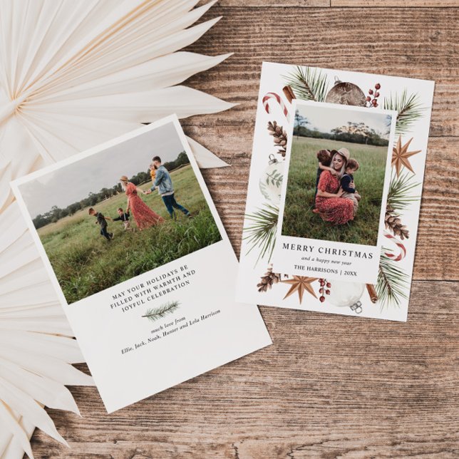 Jul, Rustic Photo Ram Julkort (Skapare uppladdad)