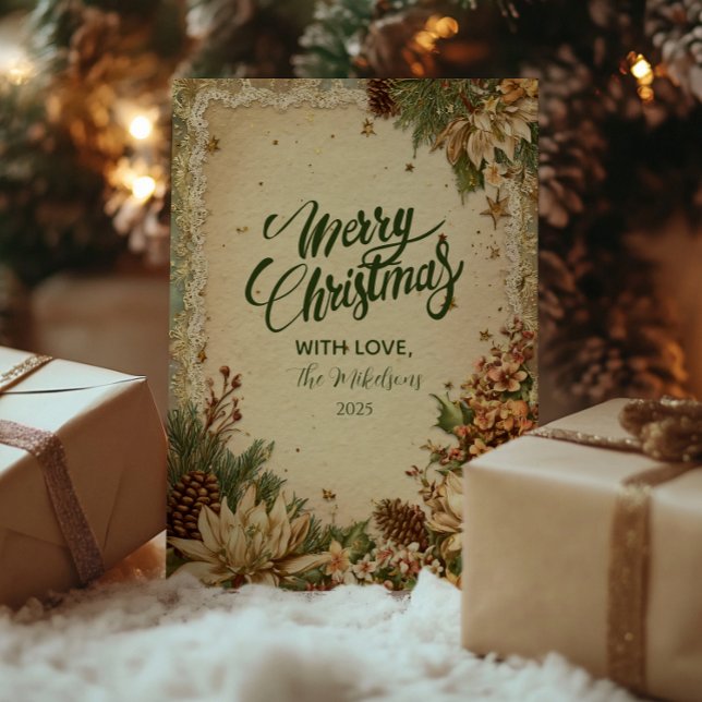 Jul Rustic Pinecones och Snöre Julkort (Skapare uppladdad)