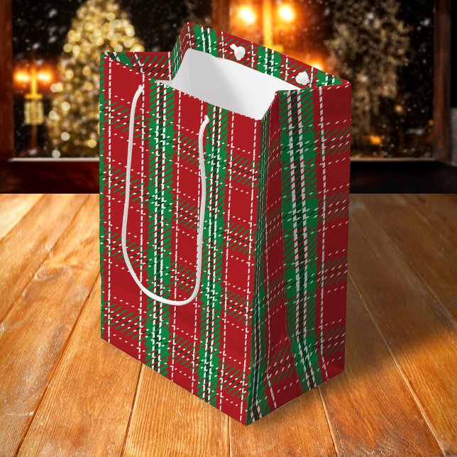 Jul Rustic Red Farmhouse Simple Play (Red and green plaid pattern classic gift bag)