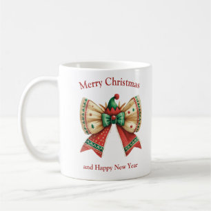 Jul rustic slinga med tomtehatt renar kaffemugg