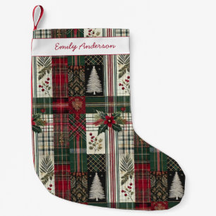 Jul Rustic Tartan Play Mönster Liten Julstrumpa