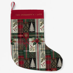 Jul Rustic Tartan Play Mönster Liten Julstrumpa