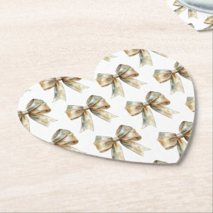 Jul Rustic White Grönt Guld Bows Underlägg Papper
