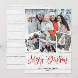 Jul Rustic White Wood 4 PHOTO Hälsning Julkort