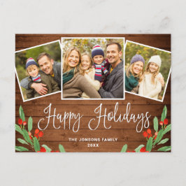 Jul Rustic Wood 3 PHOTO Hälsning Helgdag Vykort