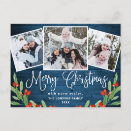 Jul Rustic Wood 3 PHOTO Hälsning Helgdag Vykort