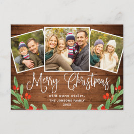 Jul Rustic Wood 3 PHOTO Hälsning Helgdag Vykort