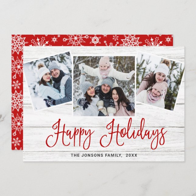 Jul Rustic Wood 3 PHOTO Hälsning Julkort (Fram/baksida)