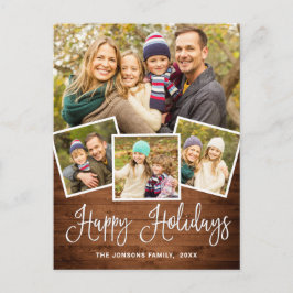 Jul Rustic Wood 4 PHOTO Hälsning Helgdag Vykort