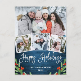 Jul Rustic Wood 4 PHOTO Hälsning Helgdag Vykort