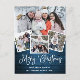 Jul Rustic Wood 4 PHOTO Hälsning Helgdag Vykort