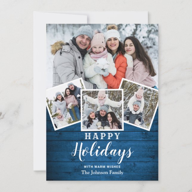 Jul Rustic Wood 4 PHOTO Hälsning Julkort (Framsida)