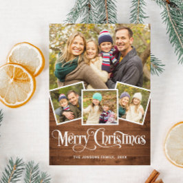 Jul Rustic Wood 4 PHOTO Hälsning Julkort