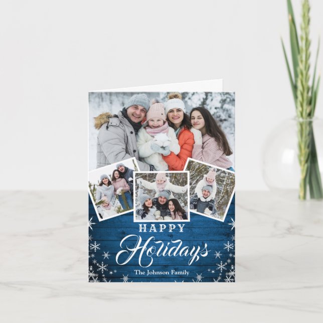 Jul Rustic Wood 4 PHOTO Hälsning QR-kod Helgkort (Framsida)