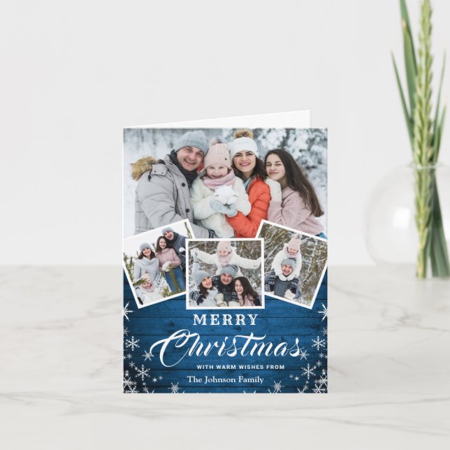 Jul Rustic Wood 4 PHOTO Hälsning QR-kod Helgkort (Framsida)