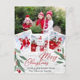 Jul Rustik Björkbark Foto Högtidlig Hälsning Vykort