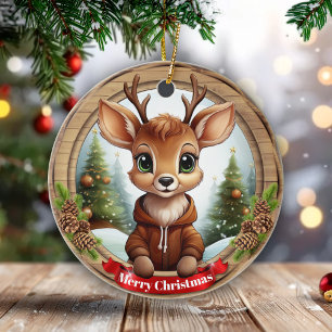 Jul Rustik Känsla Personligt Namn Presenttagg 🦌🎄 Julgransprydnad Keramik