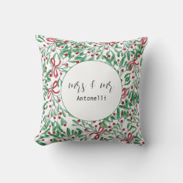 Jul Rustik Mistel vattenfärg Handmålad Kudde