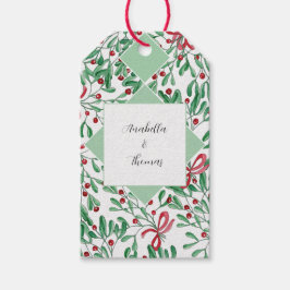 Jul Rustik Mistel Vattenfärg Handmålad Presentetikett