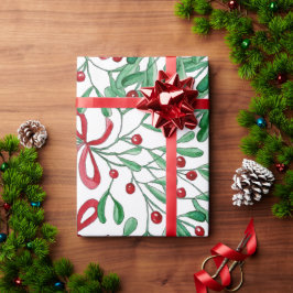 Jul Rustik Mistel Vattenfärg Handmålad Presentpapper
