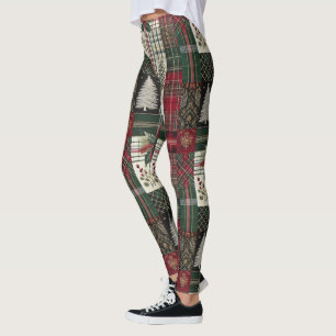 Jul, rustik, traditionell Grönt Mönster Leggings