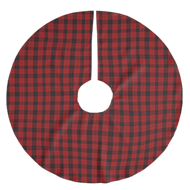 Jul rutmönster Röd Buffalo Plaid Julgransmatta Borstad Polyester (Framsidan)